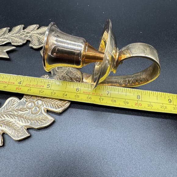 Vintage 1995 Christmas Wreath Single Solid Brass Wall Candle Holder India - Picture 9 of 9